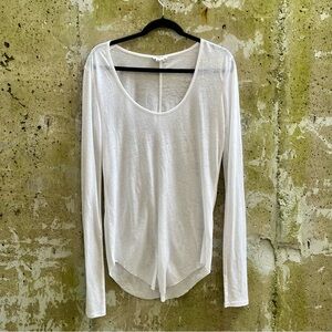 Helmut Lang Sheer White Long Sleeve Top, Medium